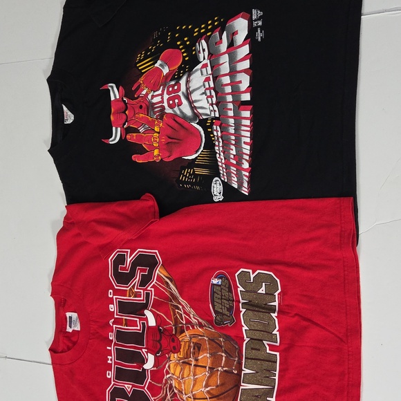 Lot Of 2 Vintage Kids Chicago Bulls NBA Finals '98 Championship T-ShirtL 14-16
